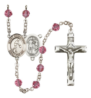 Sterling Silver 6mm Saint Sebastian/Basketball Rosary