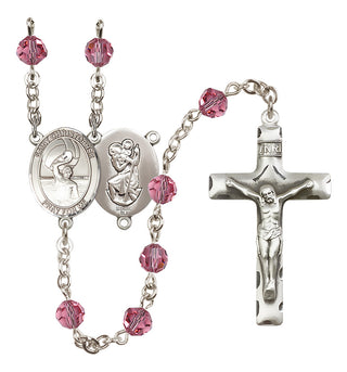 Sterling Silver 6mm Saint Christopher/Water Polo Men Rosary