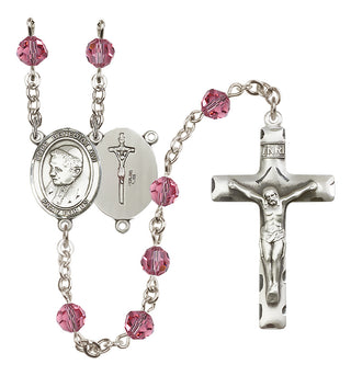 Sterling Silver 6mm Austrian Crystal Pope Emeritace Benedict XVI Rosary in Rose
