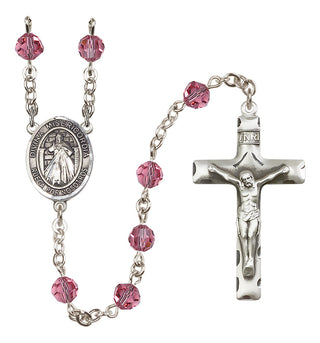 Sterling Silver 6mm Austrian Crystal Divina Misericordia Rosary in Rose