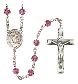 Sterling Silver 6mm Austrian Crystal Blessed Herman the Cripple Rosary in Rose