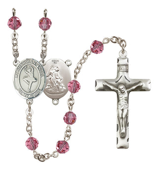 Sterling Silver 6mm Austrian Crystal Guardian Angel/Dance Rosary in Rose