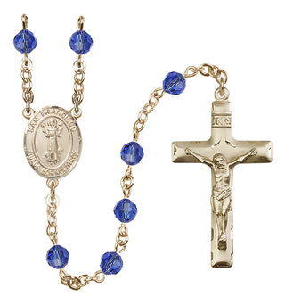 14 Karat Gold-Filled 6mm Austrian Crystal San Francis Rosary in Sapphire