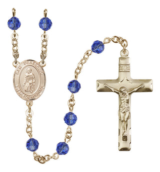 14 Karat Gold-Filled 6mm Austrian Crystal San Peregrino Rosary in Sapphire