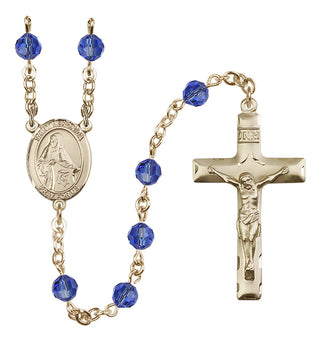 14 Karat Gold-Filled 6mm Austrian Crystal Saint Veronica Rosary in Sapphire