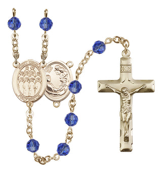 14 Karat Gold-Filled 6mm Austrian Crystal Saint Cecilia / Choir Rosary in Sapphire