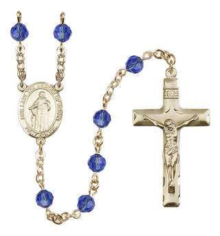 14 Karat Gold-Filled 6mm Austrian Crystal Our Lady the Undoer of Knots Rosary in Sapphire