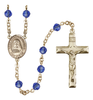 14 Karat Gold-Filled 6mm Austrian Crystal Saint Pauline Visintainer Rosary in Sapphire