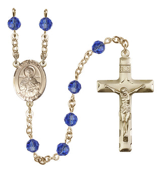 14 Karat Gold-Filled 6mm Austrian Crystal Saint Daria Rosary in Sapphire