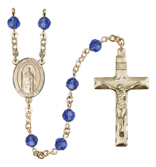 14 Karat Gold-Filled 6mm Austrian Crystal Saint Seraphina Rosary in Sapphire