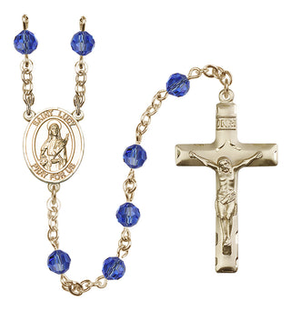 14 Karat Gold-Filled 6mm Austrian Crystal Saint Lucy Rosary in Sapphire