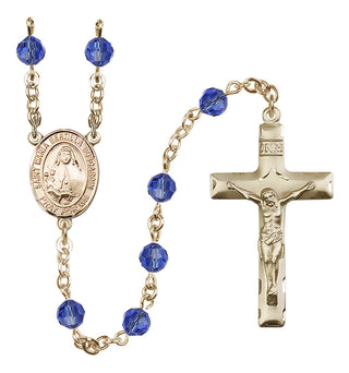 14 Karat Gold-Filled 6mm Austrian Crystal Saint Maria Bertilla Boscardin Rosary in Sapphire