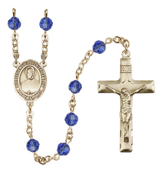 14 Karat Gold 6mm Austrian Crystal Blessed Emilie Tavernier Gamelin Rosary in Sapphire