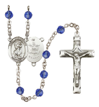 Sterling Silver 6mm Saint Christopher / Army Rosary