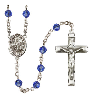 Sterling Silver 6mm Austrian Crystal Lord Is My Shepherd Rosary in Sapphire