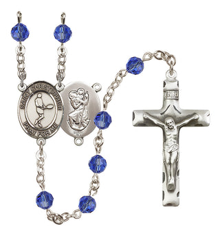 Sterling Silver 6mm Saint Christopher/Tennis Rosary