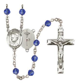 Sterling Silver 6mm Austrian Crystal Pope Emeritace Benedict XVI Rosary in Sapphire