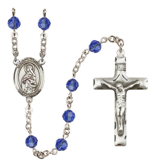 Sterling Silver 6mm Austrian Crystal Saint Matilda Rosary in Sapphire