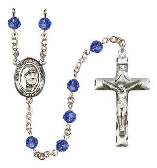 Sterling Silver 6mm Austrian Crystal Saint Teresa of Calcutta Rosary in Sapphire