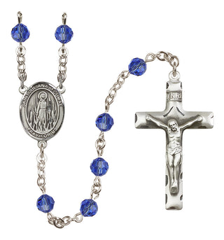 Sterling Silver 6mm Austrian Crystal Saint Juliana of Cumae Rosary in Sapphire