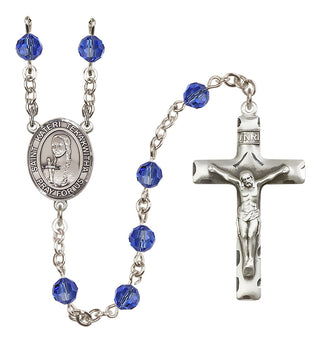 Sterling Silver 6mm Austrian Crystal Saint Kateri Tekakwitha Rosary in Sapphire