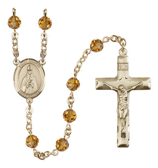 14 Karat Gold-Filled 6mm Austrian Crystal Saint Blaise Rosary in Topaz