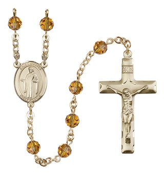 14 Karat Gold-Filled 6mm Austrian Crystal Saint Justin Rosary in Topaz