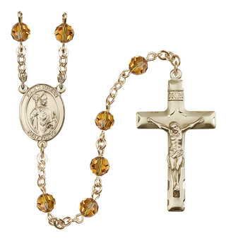 14 Karat Gold-Filled 6mm Austrian Crystal Saint Kilian Rosary in Topaz