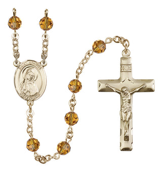 14 Karat Gold-Filled 6mm Austrian Crystal Saint Monica Rosary in Topaz