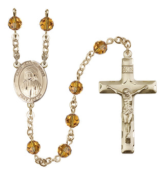 14 Karat Gold-Filled 6mm Austrian Crystal Saint Jeanne Jugan Rosary in Topaz
