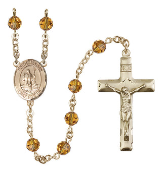 14 Karat Gold-Filled 6mm Austrian Crystal Saint Maron Rosary in Topaz