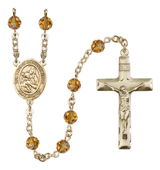 14 Karat Gold-Filled 6mm Austrian Crystal Our Lady of the Precious Blood Rosary in Topaz