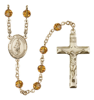 14 Karat Gold 6mm Austrian Crystal Santa Barbara Rosary in Topaz