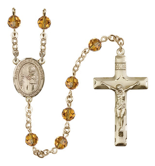 14 Karat Gold 6mm Austrian Crystal Saint John of the Cross Rosary in Topaz