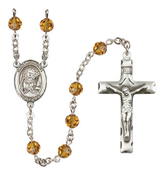 Sterling Silver 6mm Austrian Crystal Saint Apollonia Rosary in Topaz