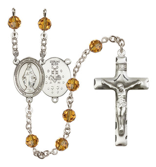 Sterling Silver 6mm Miraculous  Engraved Catholic Rosaries