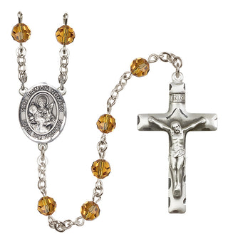 Sterling Silver 6mm Austrian Crystal San Ramon Nonato Rosary in Topaz