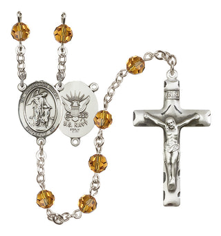Sterling Silver 6mm Guardian Angel / Navy Rosary