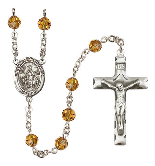 Sterling Silver 6mm Austrian Crystal Lord Is My Shepherd Rosary in Topaz