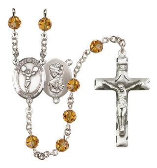 Sterling Silver 6mm Saint Christopher/Cheerleading  Engraved Catholic Rosaries