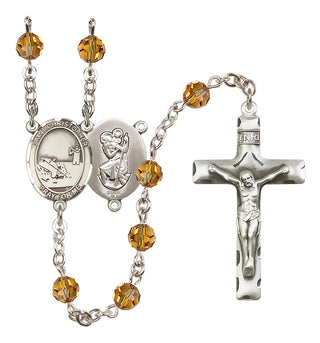 Sterling Silver 6mm Saint Christopher / Fishing Rosary