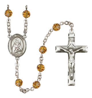 Sterling Silver 6mm Austrian Crystal Saint Victoria Rosary in Topaz