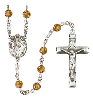 Sterling Silver 6mm Austrian Crystal Saint Margaret of Cortona Rosary in Topaz