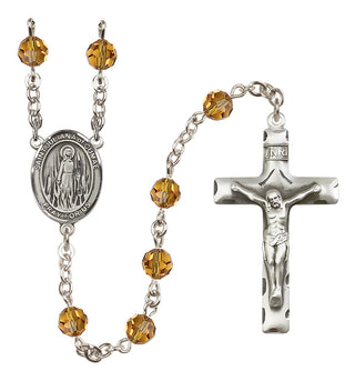 Sterling Silver 6mm Austrian Crystal Saint Juliana of Cumae Rosary in Topaz