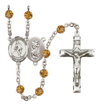 Sterling Silver 6mm Saint Christopher/Wrestling Rosary