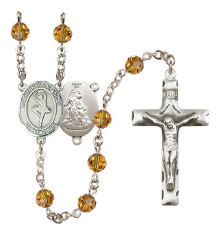 Sterling Silver 6mm Austrian Crystal Guardian Angel/Dance Rosary in Topaz