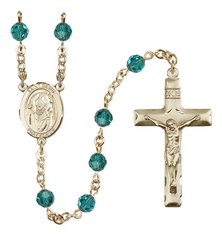14 Karat Gold-Filled 6mm Austrian Crystal Saint David of Wales Rosary in Zircon