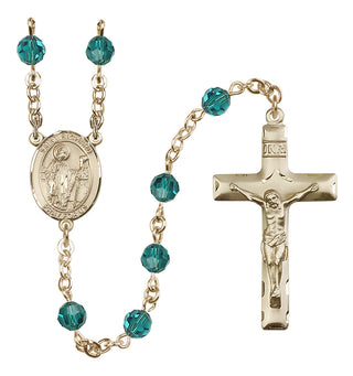 14 Karat Gold-Filled 6mm Austrian Crystal Saint Richard Rosary in Zircon