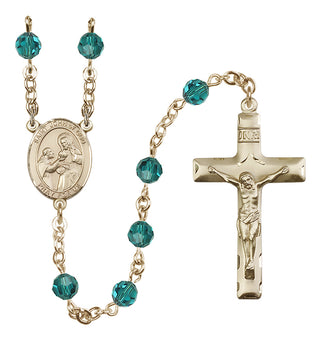 14 Karat Gold-Filled 6mm Austrian Crystal Saint John of God Rosary in Zircon