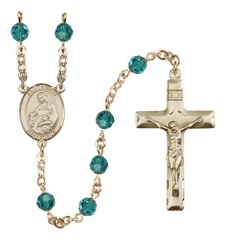 14 Karat Gold-Filled 6mm Austrian Crystal Saint Agnes of Rome Rosary in Zircon